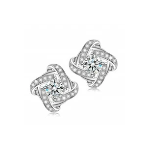 925 Sterling Silver Women Jewelry Love Forever Elegant Crystal Ear Stud Earrings - Picture 1 of 5