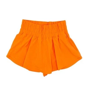 CRZ YOGA Girls Athletic Shorts Zip Pocket High Waist Skort Neon Orange Medium - Picture 1 of 11
