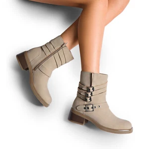 Women's Ankle Boots Round Toe Low Block Heel Ankle Shoes for Causal Work - Picture 1 of 20