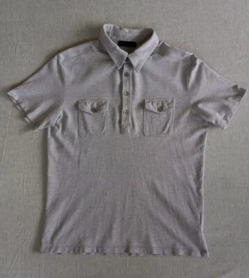 Prada Milano Women's Large Knit  Short Sleeve Double Breast Pockets Gray Polo - Image 1 of 4
