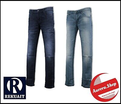 Jeans REKUAIT JEANS Denim 2 Colori UOMO Cotone Elasticizzato SLIM FIT 5 Tasche • 26.34€