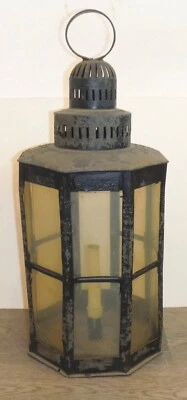 Antigua linterna de vela grande de hojalata 20" 8 lados P6887 Foto 1 de 4