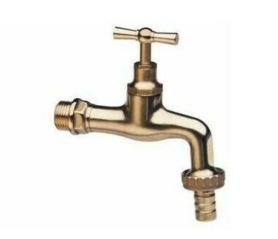 RIBIMEX RUBINETTO IN OTTONE PER FONTANA DA ESTERNO GIARDINO ANTICATO 1/2 (17513)