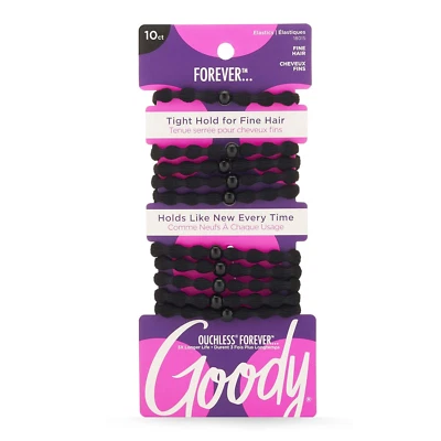 Goody Ouchless Forever Hair Elástico - 10 Ct, Negro, Bandas Sin Daños, 3X Stron Foto 1 de 4