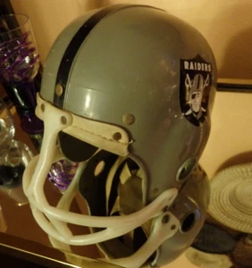 1960's kids Helmet Youth AFL EAR EXTENSIONS Gray Black Stripe, CUSTOM RAIDERS - Picture 1 of 19