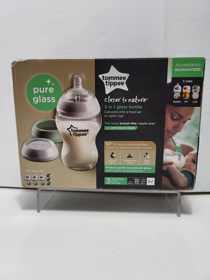 Tommee Tippee Closer to Nature 3 in 1 Convertible Glass Baby Bottles - 9oz 3ct