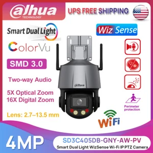Dahua Full-color 2-Way Audio 4MP 5x Zoom WiFi PTZ Camera SMD SD3C405DB-GNY-AW-PV - Picture 1 of 12
