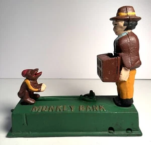 Vintage Smithsonian Institution Gift Shop Cast Iron Monkey Bank 80's - Picture 1 of 12