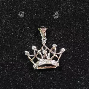 Sterling Silver & Diamond Beauty Queen Crown Pendant - Picture 1 of 3