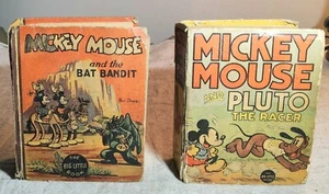2 MICKEY MOUSE 1930s BIG LITTLE BOOK #1128 PLUTO THE RACER & 1153 THE BAT BANDIT - Picture 1 of 12