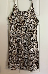 Y2K  Silk Box Spaghetti Strap Cheetah Print Slip Style Lingerie Size Large - Picture 1 of 4