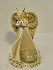 Yankee Candle Angel Holding Dove "Bless This House" Tea Lite holder - 2011 6” - Picture 1 of 11