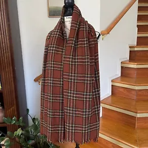 Uniqlo x Ines Dela Fressange Blanket Brown Plaid Woold Blend - Picture 1 of 13