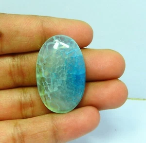 49.00 Cts Dragon Veins Agate Sky Blue Gemstone Oval Cabochon Dyed 22x35x7 mm - Picture 1 of 8