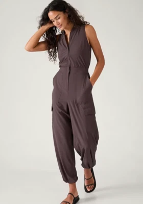 New Athleta 4 Brooklyn Utility Jumpsuit Shale Size 4 - Image 1 of 4