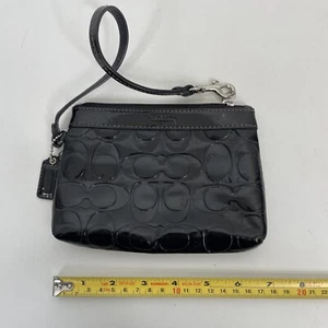 Coach Clutch w/ Short Clasp-On Handle Signature Patent Leather Purse Bag - Picture 1 of 10