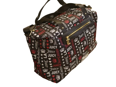 NEW WT JUICY COUTURE LARGE NYLON WEEKENDER GOODSPORT OVERNIGHT DUFFEL BLACK LOGO - Image 1 of 4