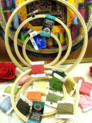 Embroidery Floss & HOOPS, HUGE GRAB BAG, DMC, NEW HOOPS, Embroidery Goodies!! - Image 1 of 4