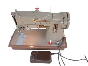 Vintage Singer Nähmaschine Modell 328K mit Hartschalenkoffer funktionstüchtig Großbritannien - Bild 1 von 4