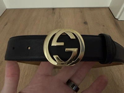 GUCCI Gürtel mit GG Schnalle | Schwarz/Gold | 85 | 3,5 | Original Made in Italy - Bild 1 von 4