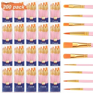 Acrylic Paint Brushes Set, 20 Packs / 200 Pcs Nylon Hair Paint Brushes,Paint ... - Picture 1 of 7