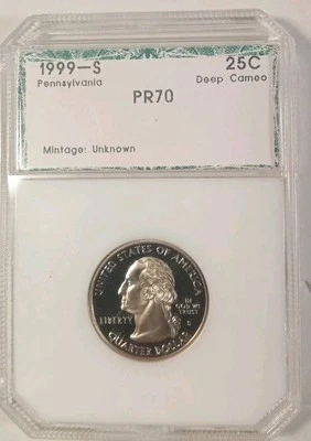 1999 S Pennsylvania Quarter PCI Rating PR70 Deep Cameo - Image 1 of 2