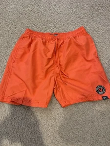 Men's VERTICAL orange sports swim shorts, Size Medium - Picture 1 of 8
