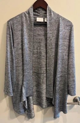 Chaqueta Ligera Chico’s Plateada Metálica - Cóctel-Noche-Negocios - Talla 2 L Foto 1 de 4