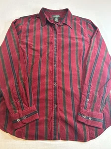 Lauren Ralph Lauren Hemd Damen Large Rot Cord Gestreift Langarm Damen - Bild 1 von 9