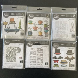 Sizzix Thinlits Metal Dies Tim Holtz Embossing - Set of 6 - 192LP - Picture 1 of 7