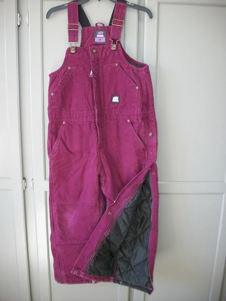 Berne Bib Overalls 青少年尺寸中号 (10/12) 冬季隔热工作服 浆果 — 第 1/4 张图片