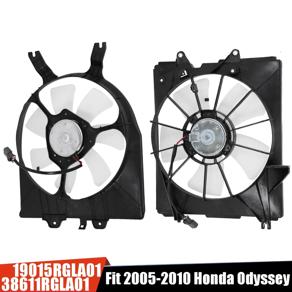 Radiator Condenser Cooling Fan For 2005-2010 Honda Odyssey HO3115128 HO3117101 - Image 1 of 4