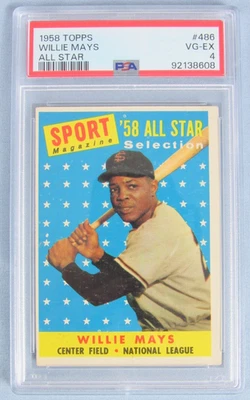 1958 Topps #486 Willie Mays All-Star PSA 4 en muy buena condición-ex Z688 Foto 1 de 2