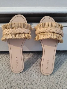 NEW Talbots Kimberly Raffia Straw Slide Sandals Size 6M Natural - Picture 1 of 5