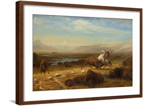 Impresión de arte de pared El último del búfalo, 1888 en marco marrón por Albert Biersta... - Imagen 1 de 5