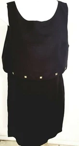 Positive Influence black short sleeve faux bib A-line Cocktail Dress size (8) - Picture 1 of 5