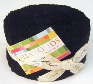 Jelly Roll Moda Bella Solids Black Quilters Cotton Fabric Precuts Bundle M530.21 - Picture 1 of 1