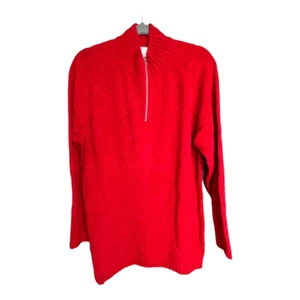 Jennifer Moore Women's Knit Mock Neck Quarter Zip Pullover Sweater Red Sz XL NWT - Picture 1 of 10