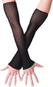 Music Legs Extra Long Fishnet Fingerless Gloves Black - Picture 1 of 1