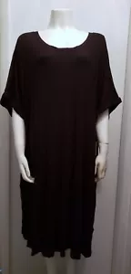 Terra & Sky Plus Size 1X 16W-18W Oversized Roll Cuff Shirt Dress Loose Black *GG - Picture 1 of 10