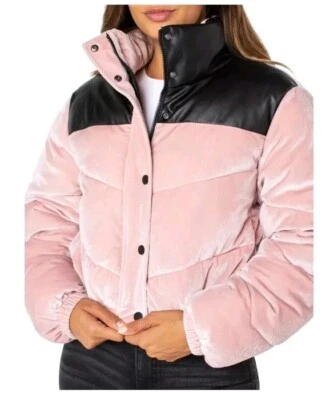 Chaqueta acolchada corta color malva clara rosa celebridad para mujer terciopelo negro 3XL (48) Foto 1 de 4
