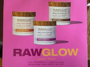 New” 3 RAWSUGAR Body Scrubs 3.5 Oz Each. Hydrate + Restore - Picture 1 of 5