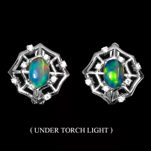 Sommer 925 Silber Ohrringe Oval Feuer Opal 7x5mm Simulierte Cz Edelstein Schmuck - Bild 1 von 10