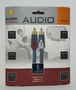 Cavo audio stereo 6 piedi Premium 2-RCA 24K placcato oro maschio/maschio manicotto intrecciato - Foto 1 di 9