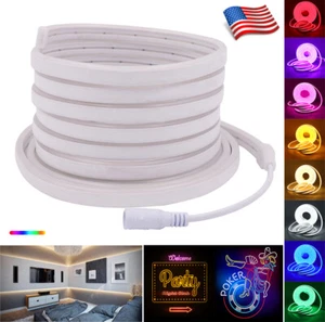 3Ft-16Ft LED Strip Lights Neon Rope Waterproof Flexible Tube Room Indoor Outdoor - Picture 1 of 31