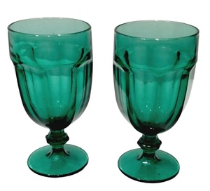 LIBBEY DURATUFF GIBRALTAR GOBLETS Set Of 2 JUNIPER EMERALD GREEN 7" Tall 3.5" W - Picture 1 of 7
