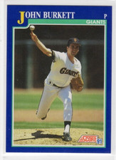 John Burkett 1991 Score Baseball Base Common #70 San Francisco Giants