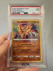 2020 Pokemon SWSH Vivid Voltage #102 Zamazenta PSA 9 COME NUOVO - Foto 1 di 2