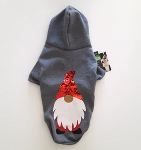 Único Petz Talla M Navidad Gnomo Sudadera con Capucha Pullover Chaqueta Gris Rojo Lentejuelas - Imagen 1 de 8