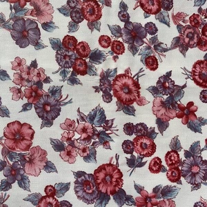 2.5 yds fushia & purple floral on white  cotton fabric 36" width medium weight  - Picture 1 of 1